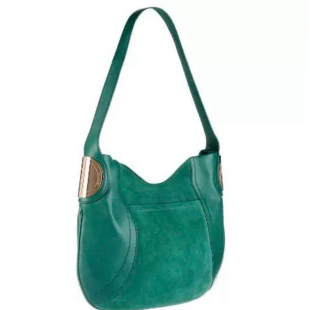 B. Makowsky Green Suede Hobo Bag. In excellent condition.
